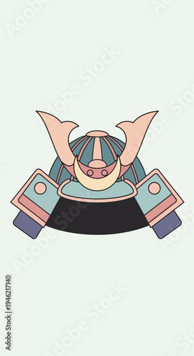 Minimalist Samurai Helmet Illustration