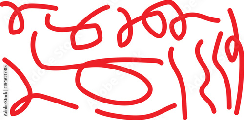 Abstract red scribbles on white background