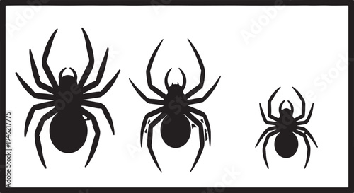 Spider Silhouette Set Creepy Arachnid Insect Vector Illustration