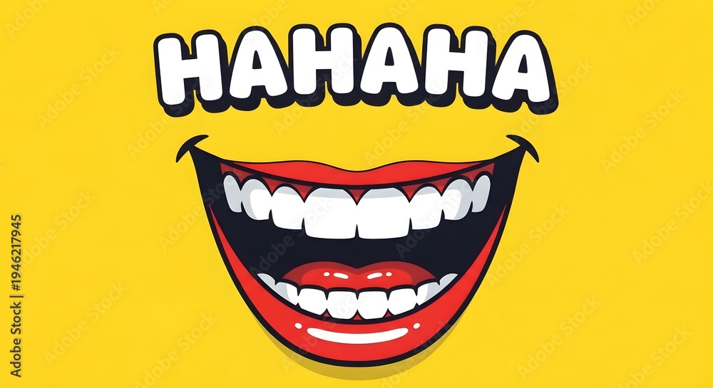 Obraz premium Laughing face with hahaha text