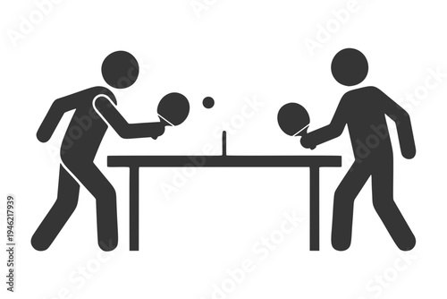 卓球を楽しむ人物のシルエットアイコン