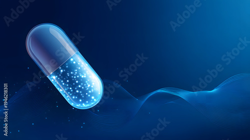 Capsules emit light on a blue background