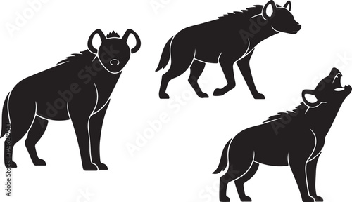 Hyena Silhouette Set African Wildlife Predator Vector Illustration