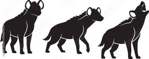 Hyena Silhouette Set African Wildlife Predator Vector Illustration
