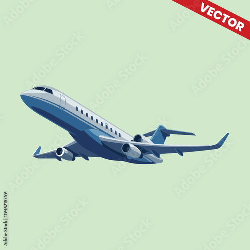 Side View Luxury Private Jet Flying Upwards Vector Illustration Business Aircraft Aviation Industry Corporate Charter Travel Executive Plane Design Element for Website and Print Media