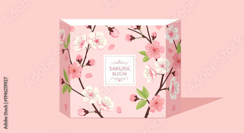Sakura Bloom Packaging Box Design with Cherry Blossom Pattern