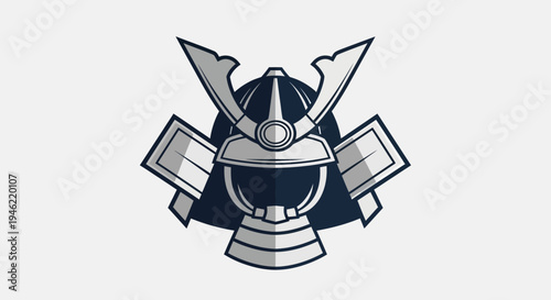 Minimalist Samurai Helmet Vector Icon Illustration