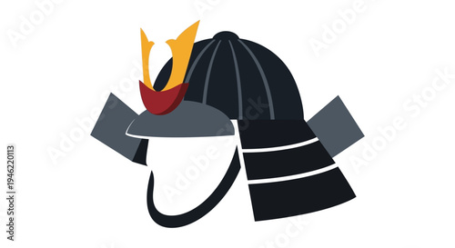 Minimalist Samurai Kabuto Helmet Icon Vector Illustration