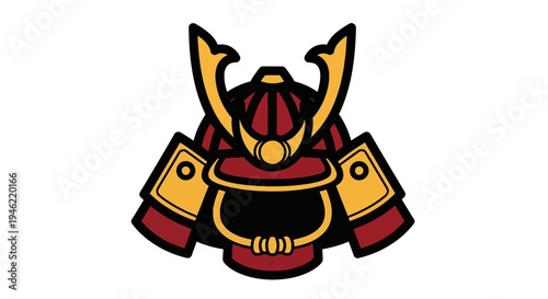 Traditional Japanese Samurai Helmet Icon Vector Illustration