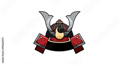 Traditional Japanese Samurai Helmet Illustration