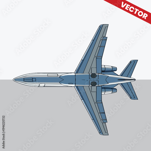 Bottom View of Commercial Jet Aircraft Showing Underside Engines and Landing Gear Housing Vector Illustration for Aviation Maintenance Aerospace Engineering and Travel Design