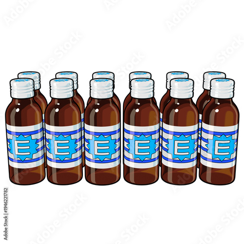 医薬部外品のイラスト素材　十二本の栄養ドリンク（1_1）　カラー線画表現