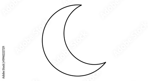 Simple line drawing of a crescent moon against a white background