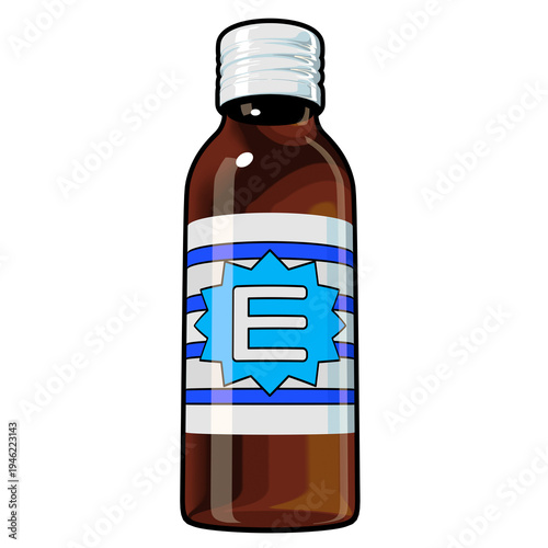 医薬部外品のイラスト素材　一本の栄養ドリンク（1_2）　カラー線画表現