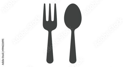 Black silhouette icons of a fork and spoon on a white background