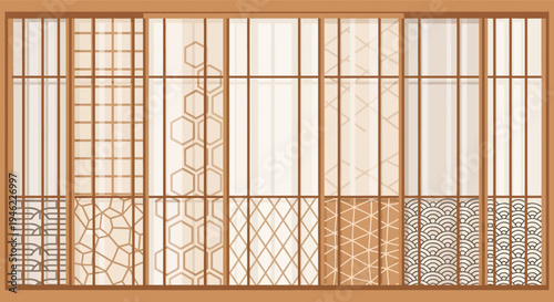 Japanese Shoji Sliding Door Patterns Collection