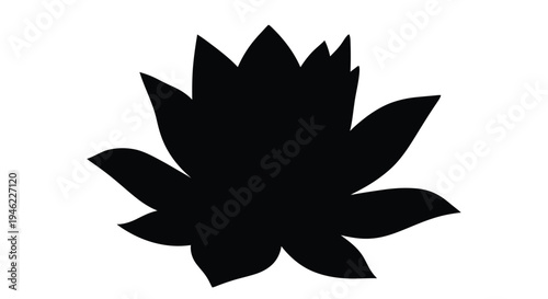 A striking silhouette of a black lotus flower against a stark white background