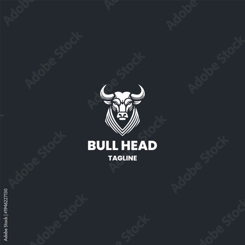 Bull head logo style icon design template vector illustration