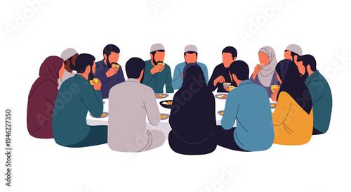 Vibrant Diverse Group Circle Meeting for Discussion. Vector Illustrations. EPS Editable