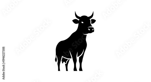 Silhouette of a Cow Standing Portrait for Farm Theme. Vector Illustrations. EPS Editable