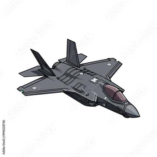 F-35 Lightning II Stealth Multi-role Fighter Jet Vector Illustration Isolated on White Background.