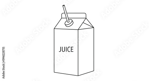 Simple line drawing of a juice carton with a straw inserted in the opening