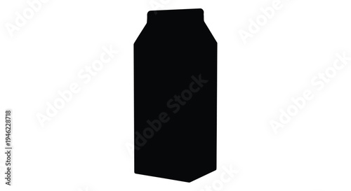 Simple black silhouette of a rectangular milk carton on a white background