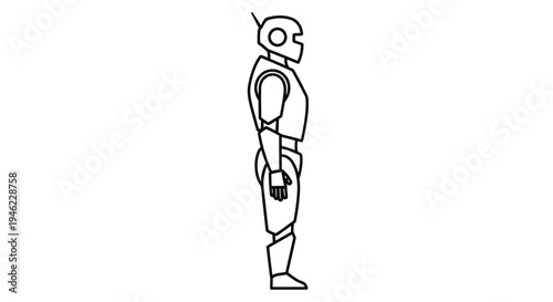 Simple line drawing of a spaceman or astronaut in a side profile pose