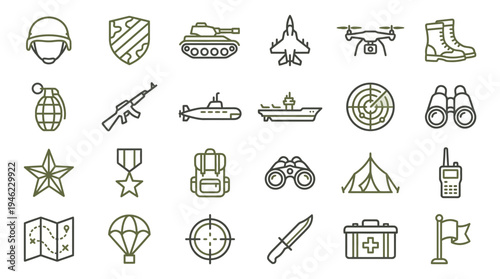 Collection of Travel and Adventure Icons for Navigation and Exploration. Vector Icons Set