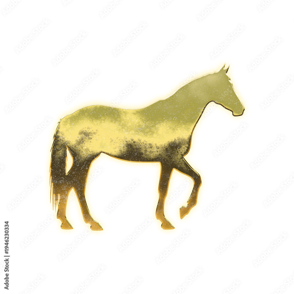 Fototapeta premium Shining golden Horse, alpha channel