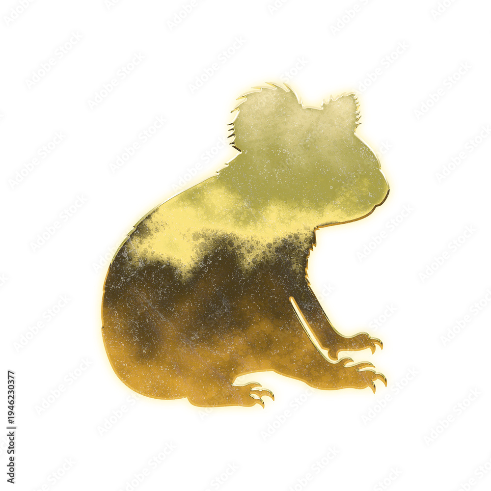 Fototapeta premium Shining golden Koala, alpha channel