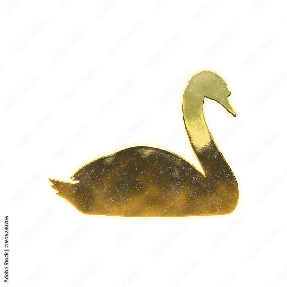 Fototapeta premium Shining golden Swan, alpha channel