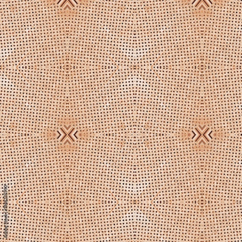 Beige abstract symmetrical seamless pattern with organic texture. Soft neutral background ideal for stationery, packaging and interior design.