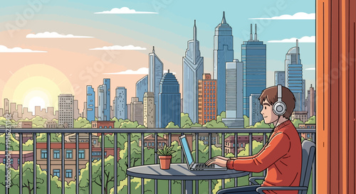 Vector illustration of delivery and logistics service icons including vehicles, packages, tracking, and shipping labels.