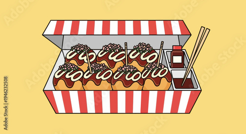 Takoyaki Octopus Balls in Takeaway Box