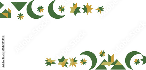 Gold and Green Crescent and Star Border for Pakistan Day