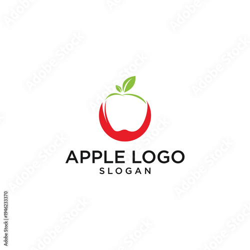 Vibrant Red Apple Fruit Logo Design with Green Leaf for Healthy Lifestyle Brand Identity