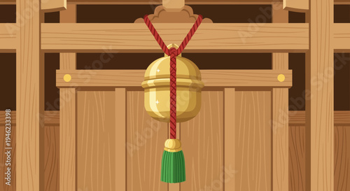Japanese Shinto Shrine Bell Suzu with Rope and Tassel