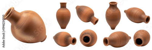Obraz na płótnie Set and collection of traditional clay pots and ancient ceramic terracotta jugs