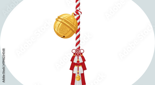 Japanese Shinto Shrine Suzu Bell and Rope Ornament