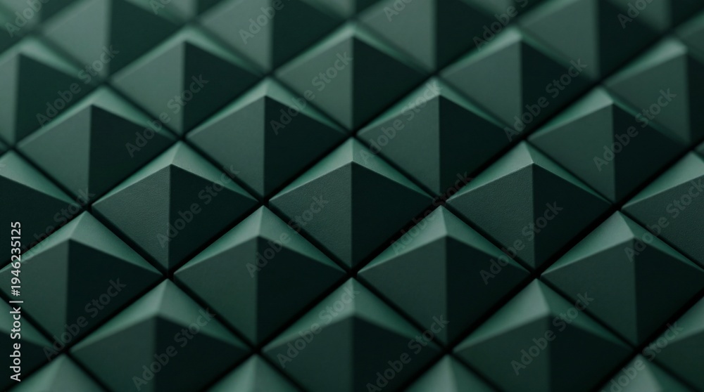 Obraz premium Dark Green Geometric Pyramid Pattern Abstract Background Texture.