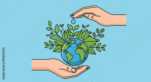 A Plant Held Gently Between Hands.