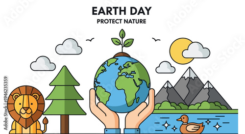 Planet Earth Held by Hands For Earth Day Celebration.