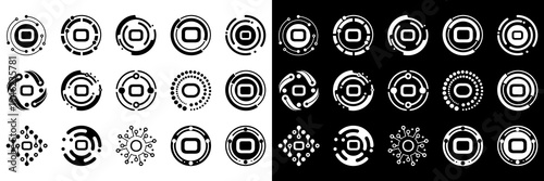 Futuristic letter O logo collection with circular tech geometry, orbital accents, and digital dots. Perfect for modern brands, startups, and science-related visuals.