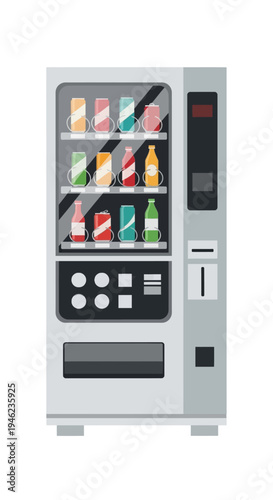 Modern Vending Machine with Assorted Canned and Bottled Drinks