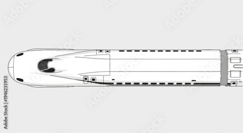 Top View Outline of Modern High Speed Bullet Train