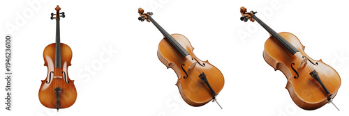 Foto Professional Wooden Cello Stringed Musical Instrument Isolated on White Backgrou