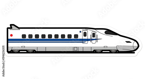 Japanese Shinkansen Bullet Train Vector Illustration