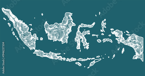 Outline map of Indonesia showing its archipelago nature and islands.