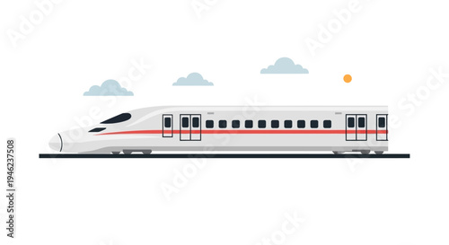 Modern High Speed Bullet Train Vector Illustration